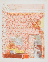 Interno con tende rosa I
